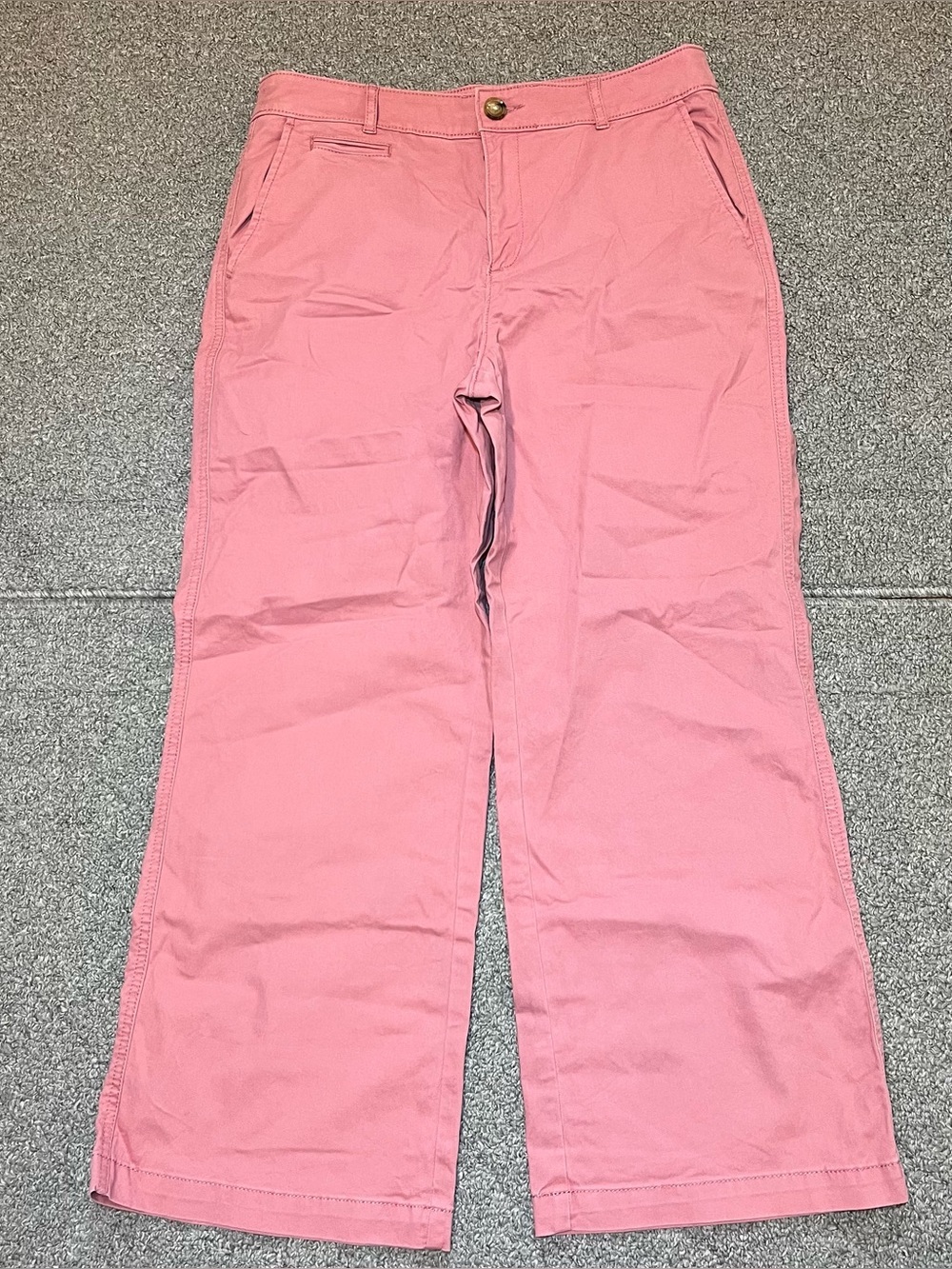 LOFT The Monroe Wide Leg Petite Khaki Chinos Pants Womens Size 10P Pink